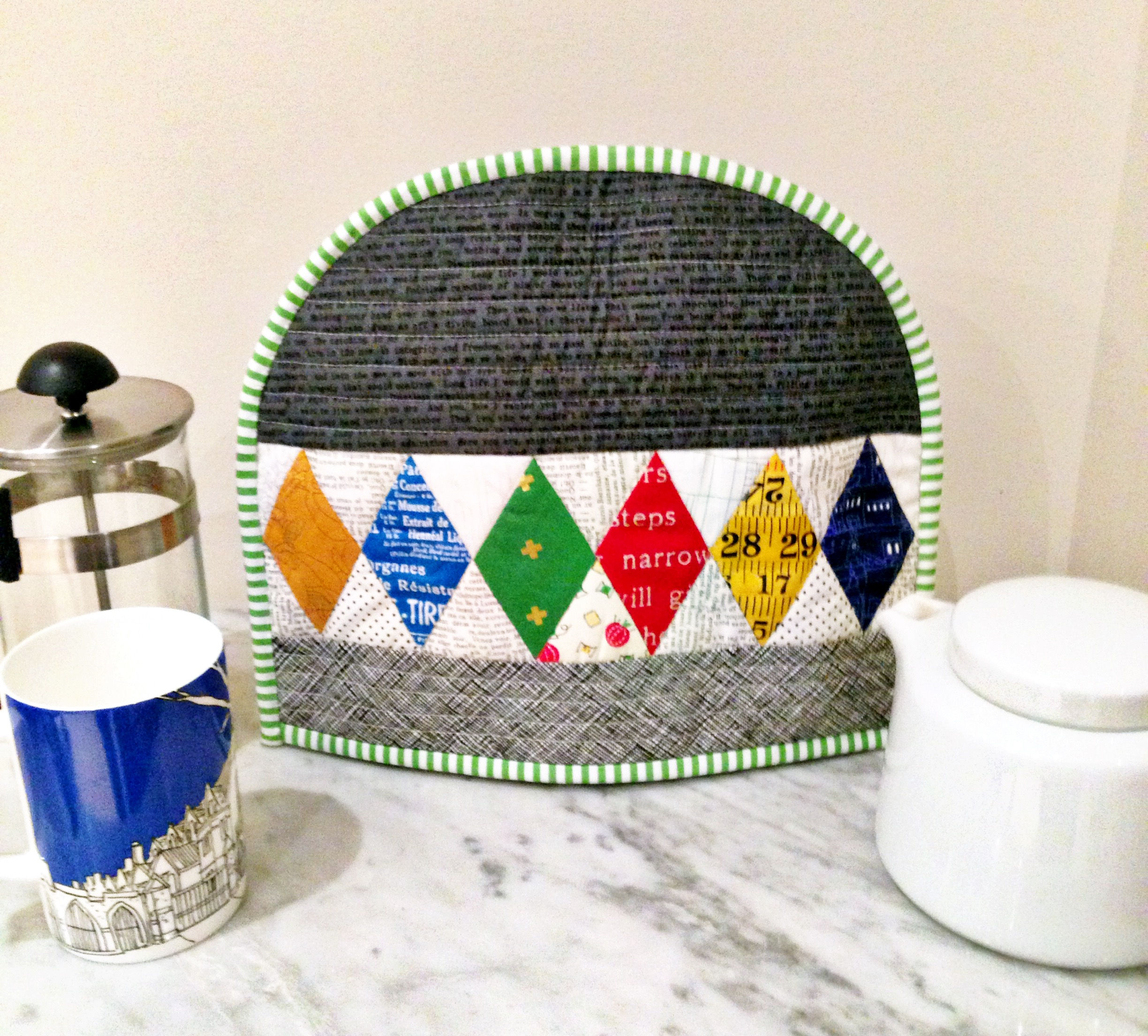 Tea Cosy Patchwork Diamonds Sewing Pattern: Quilted Kitchen Decor (PDF)