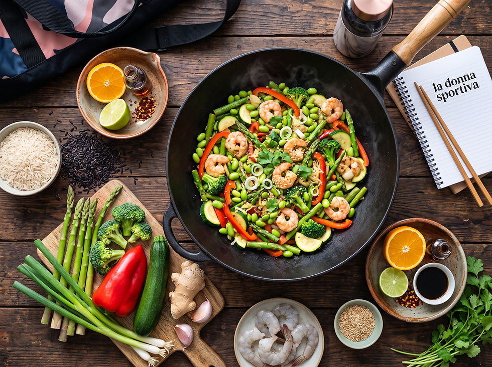 After-Workout-Wok: Schnelle Fitness-Pfanne mit Garnelen, Edamame & Duftreis