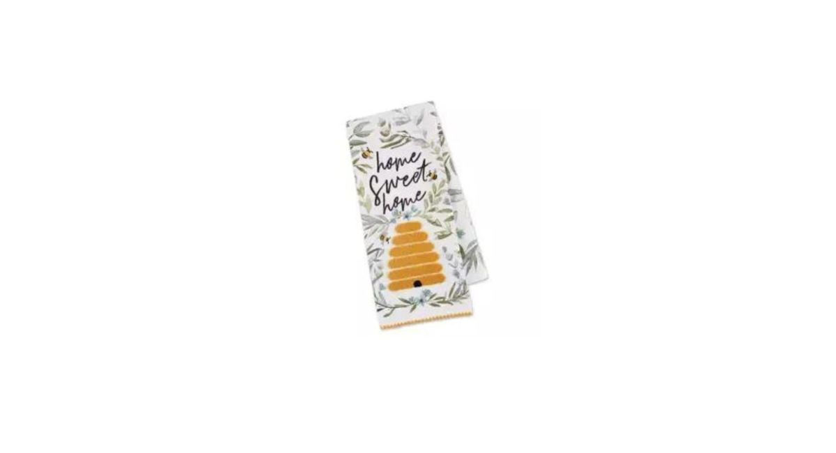 Sweet Bee Home Embellished Dishtowel