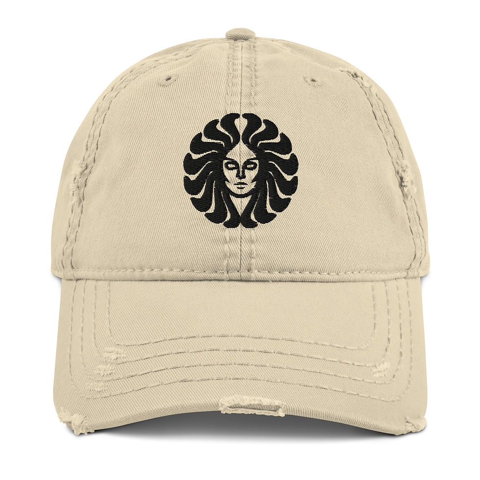 Thumbnail: Distressed Dad Hat - Embroidered Black Logo