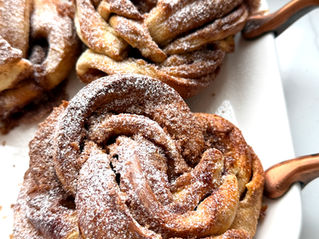 Soft cinnamon braided buns with brown sugar cinnamon filling
