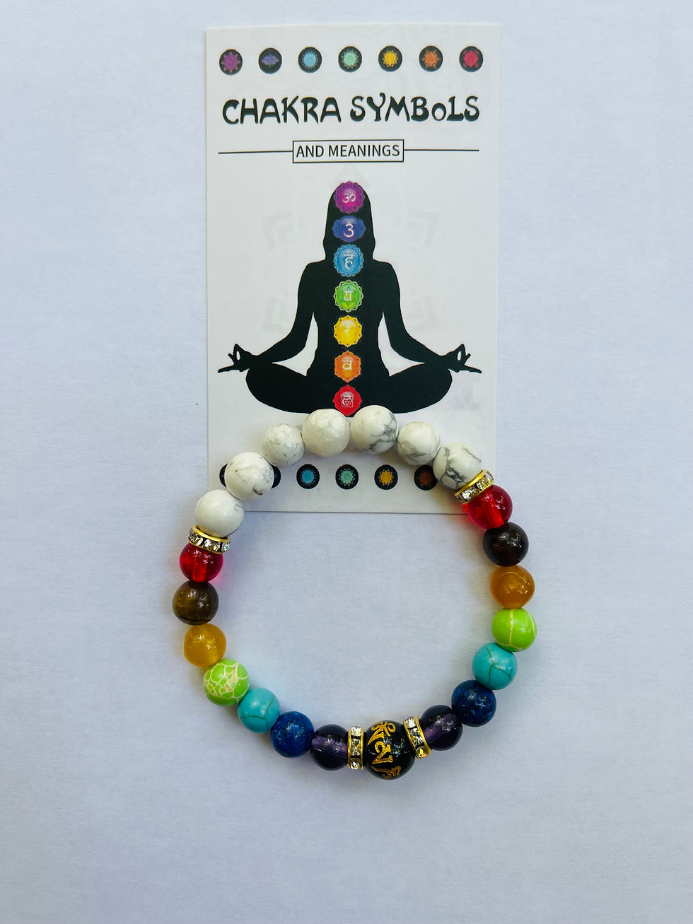 Thumbnail: 7 Chakra beaded bracelet with natural crystal