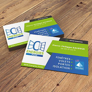 Cartes de visite professionnelles élégantes conçues et imprimées par North Graphic à Cambrai.