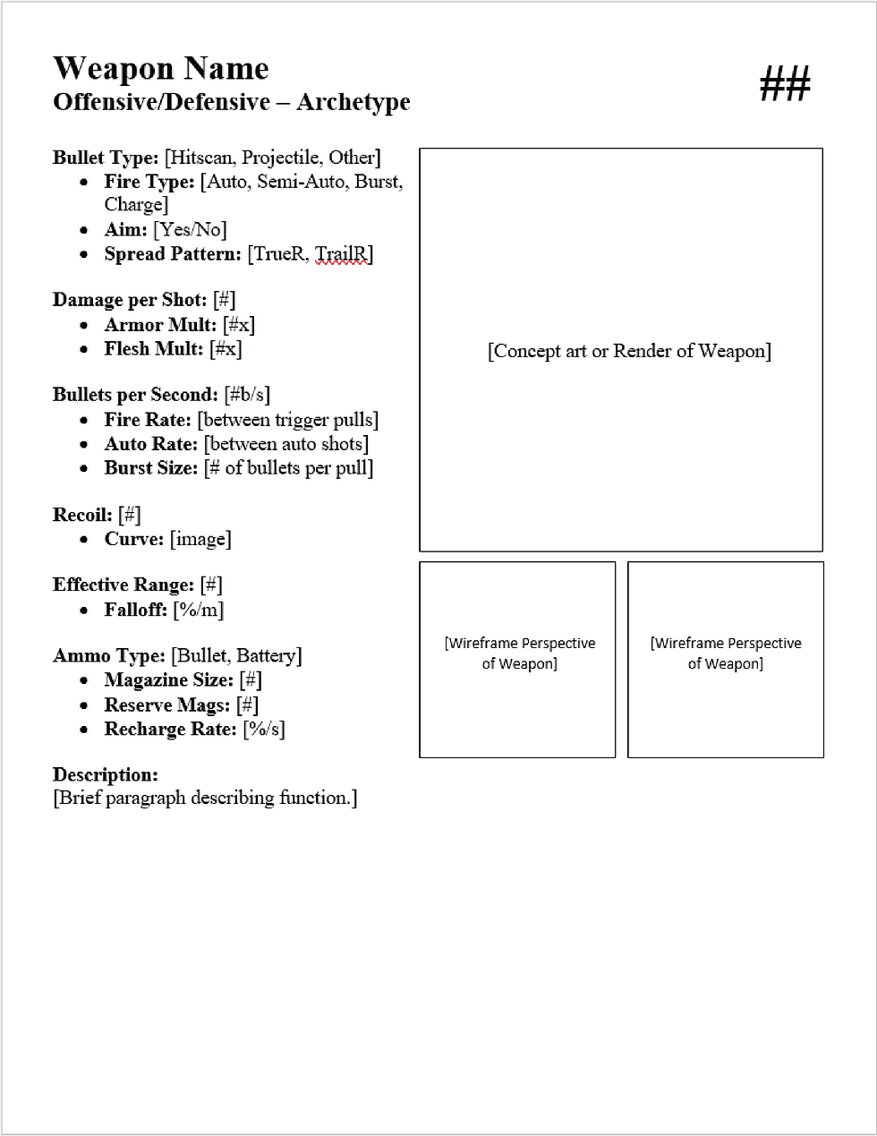 Weapon Design Doc Template