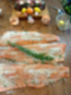 Sides of fresh salmon, all ready for the smoker.