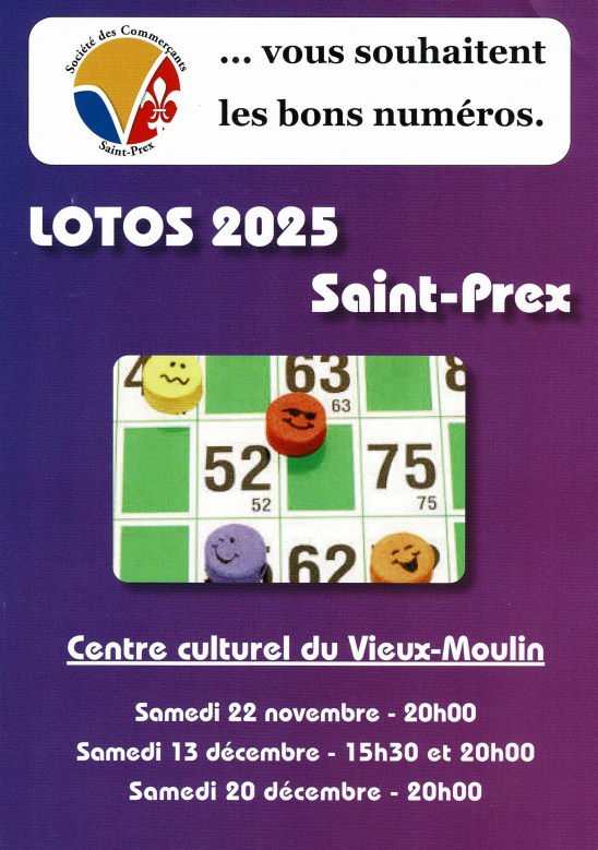 🎉🏡 GRAND LOTO à St-Prex – Groupement des Sociétés des Lotos de St-Prex (24 tours)