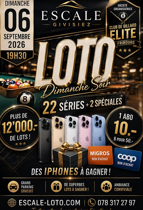 🍽️🎉 Loto à Givisiez – Gastro Fribourg section Sarine 🎯…