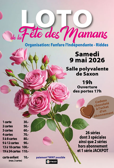 🌸 🎉 LOTO DE LA FÊTE DES MAMANS à Saxon – Fanfare…