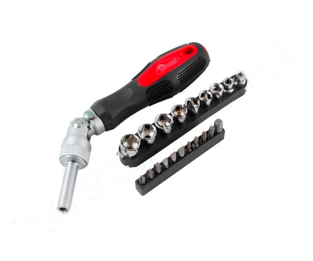 Отвертка реверс. рычаж. с битами, торц.головками, 21 предм. Remocolor