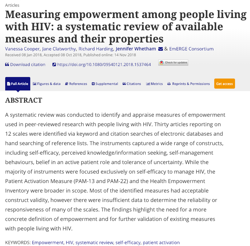 Measuring empowerment among people living with HIV ...