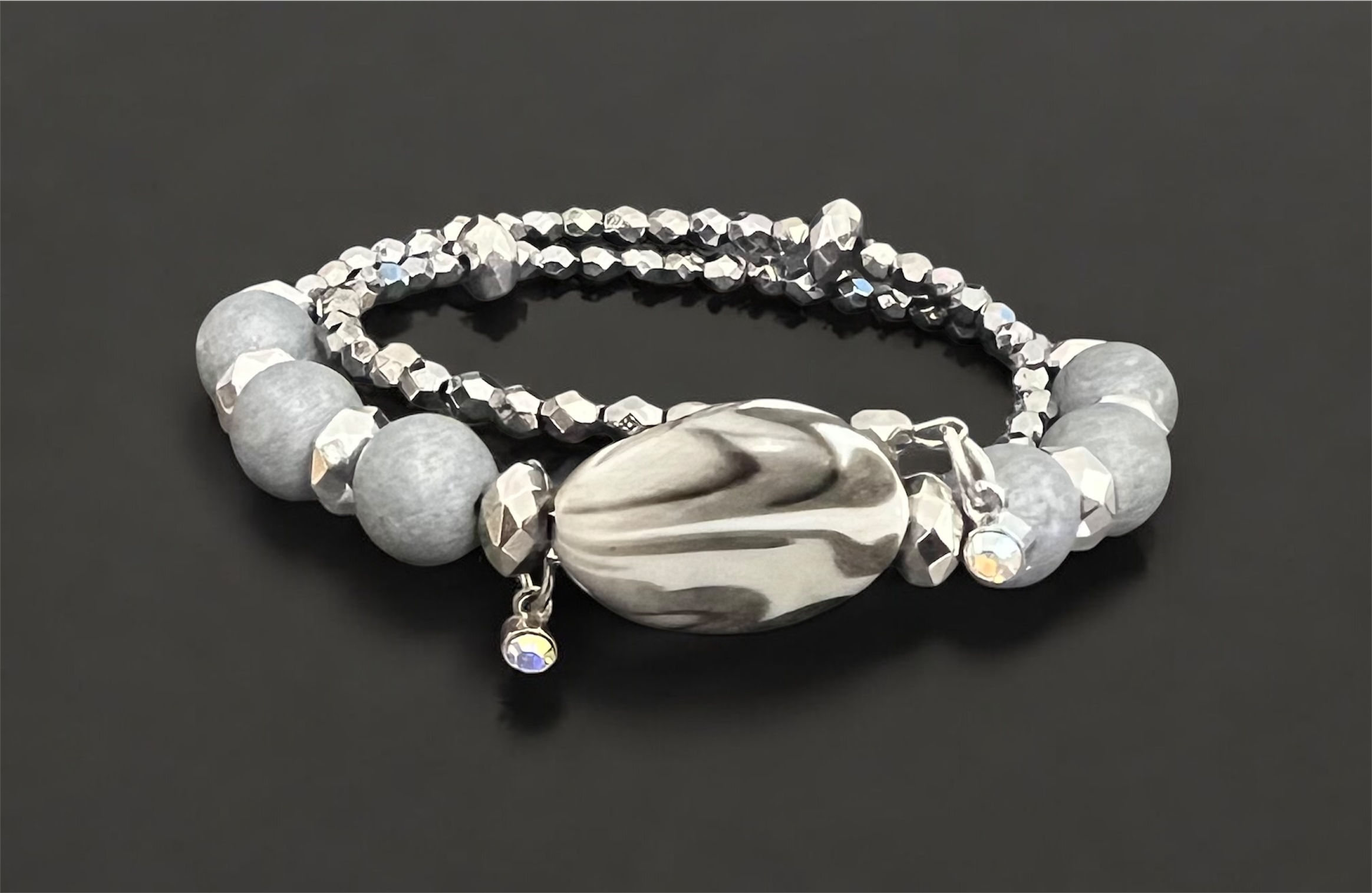 Graceful Gray and Silver Memory Bracelet 