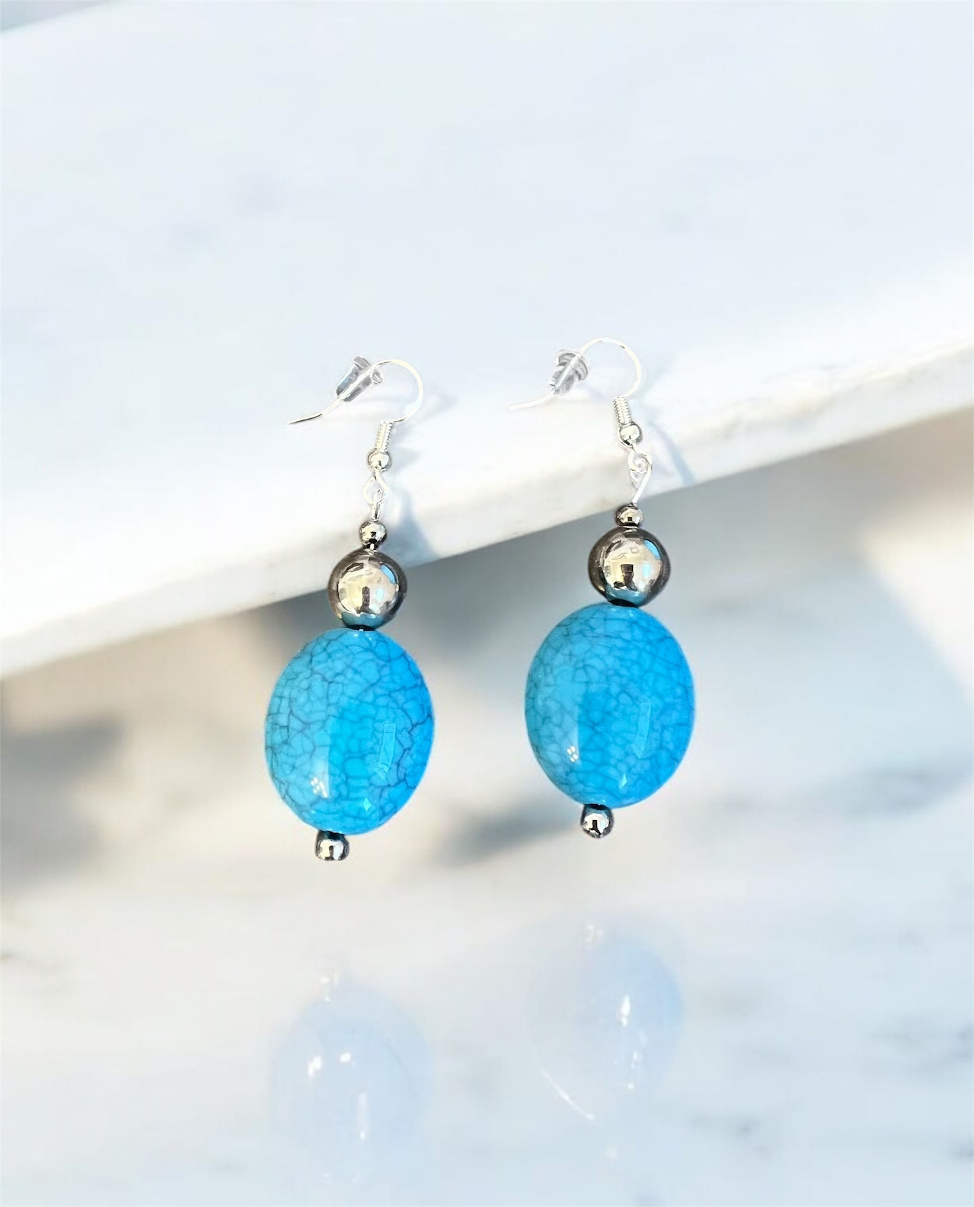 Delightful Marble Blue Earrings