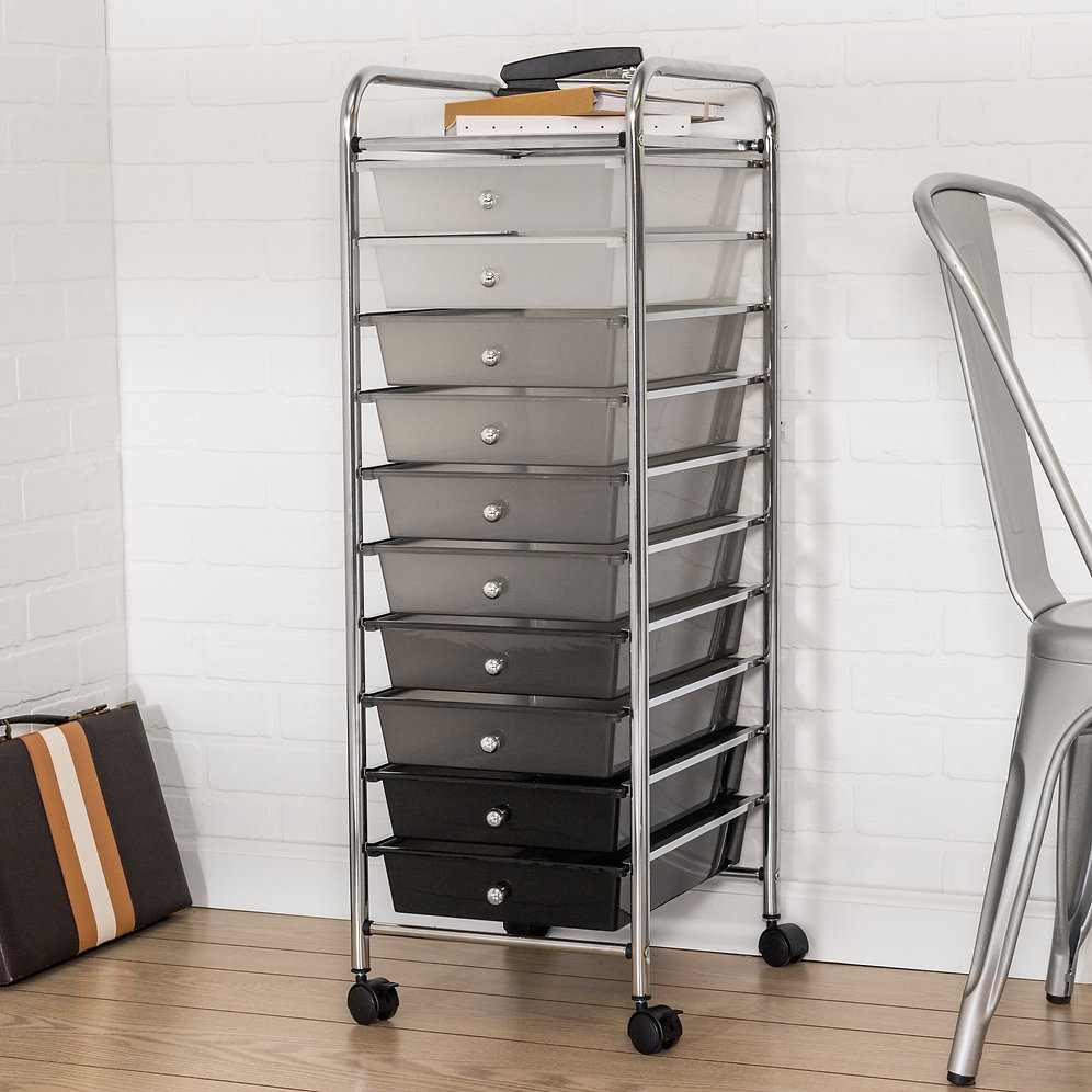 Honey Can Do Rolling Storage Cart With 10 Shaded Drawers