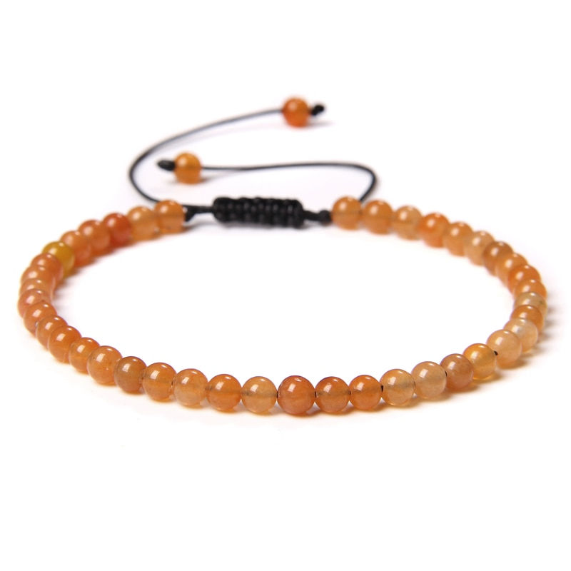 Thumbnail: Adjustable 4MM Stone Beads Bracelet Natural Agates Bangles Onyx Lapis Lazuli