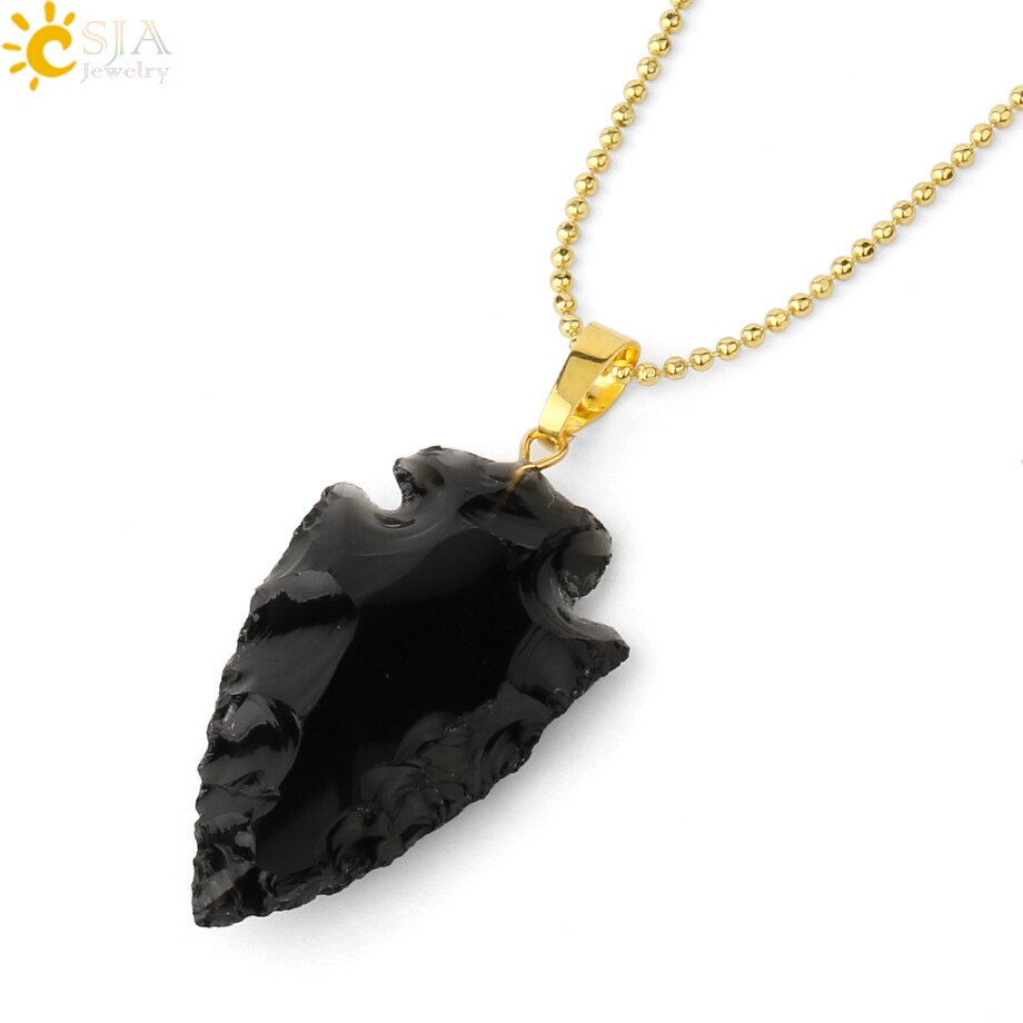 Thumbnail: Black Obsidian for Necklace Arrowhead 