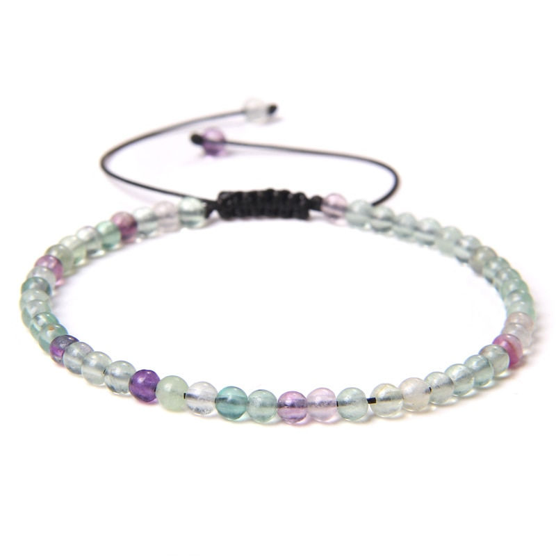 Thumbnail: Adjustable 4MM Stone Beads Bracelet Natural Agates Bangles Onyx Lapis Lazuli