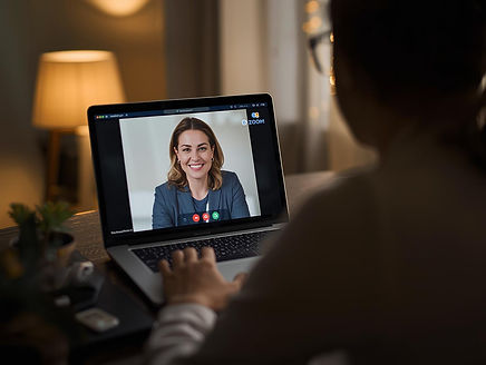 Advisor speaking with a provider via Zoom; warm lighting, calm tone..jpg