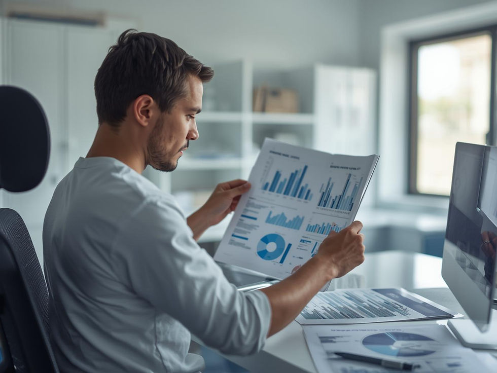 health practitioner reading financial statement