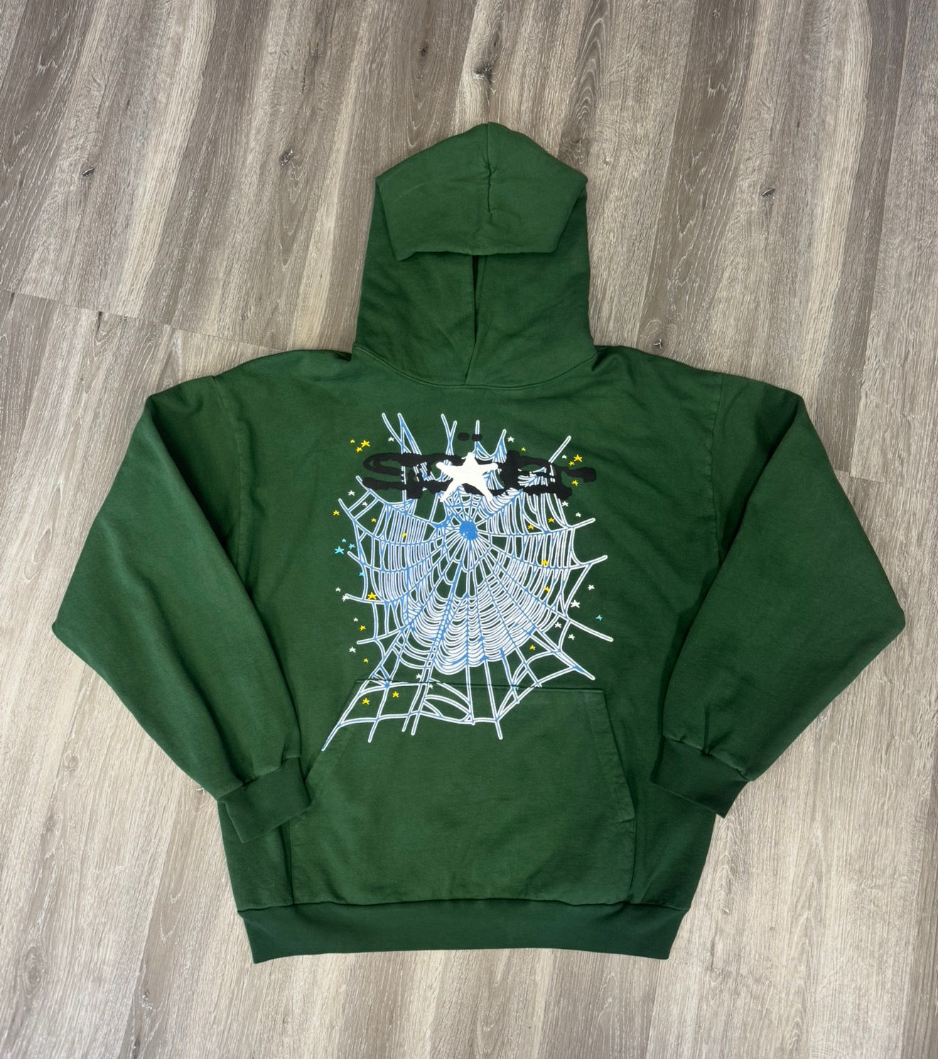 Sp5der Hunter Green Web Hoodie 