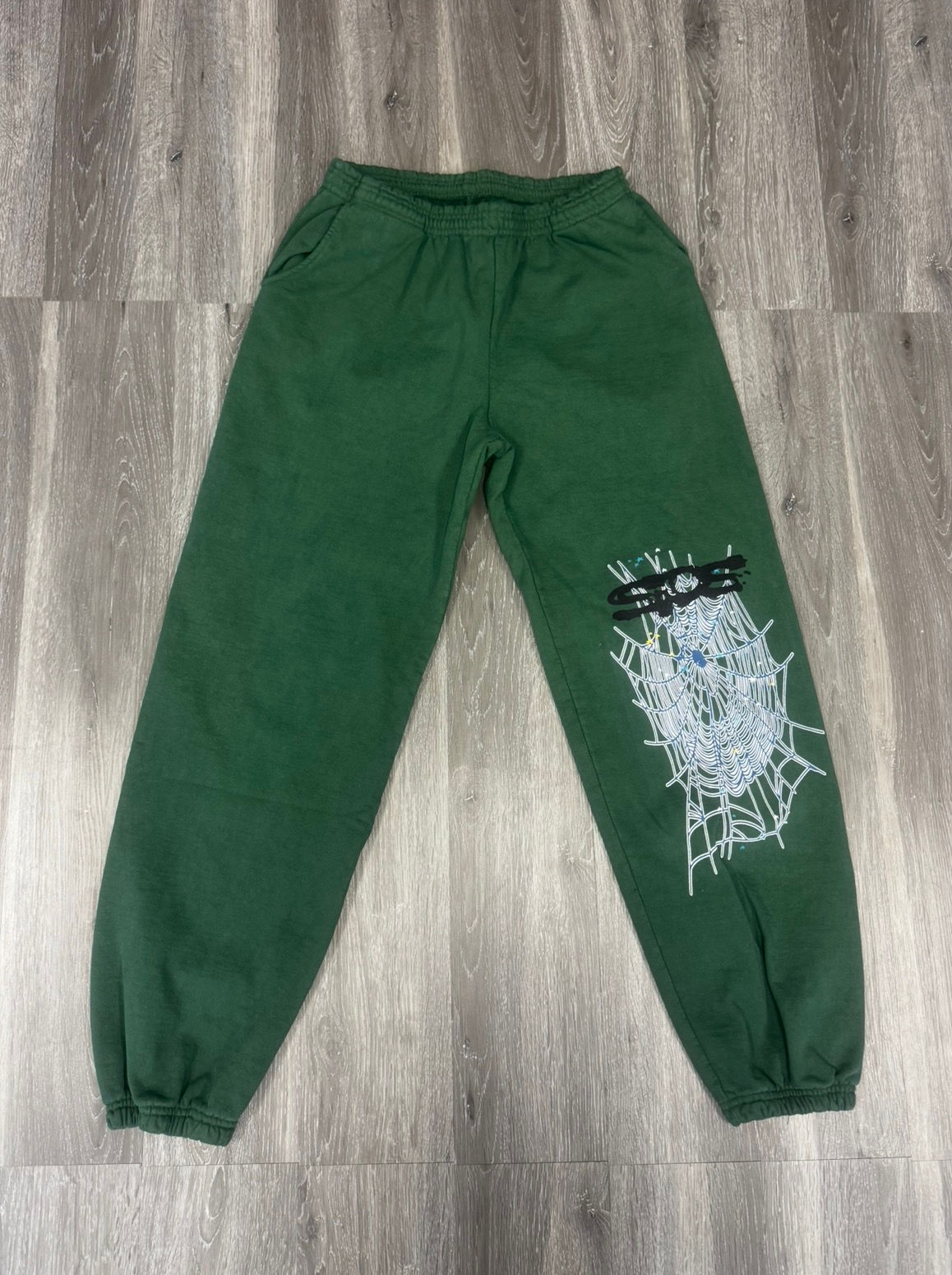 Sp5der Hunter Green Web Sweatpants 
