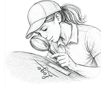 Illustration Frau mit Lupe
