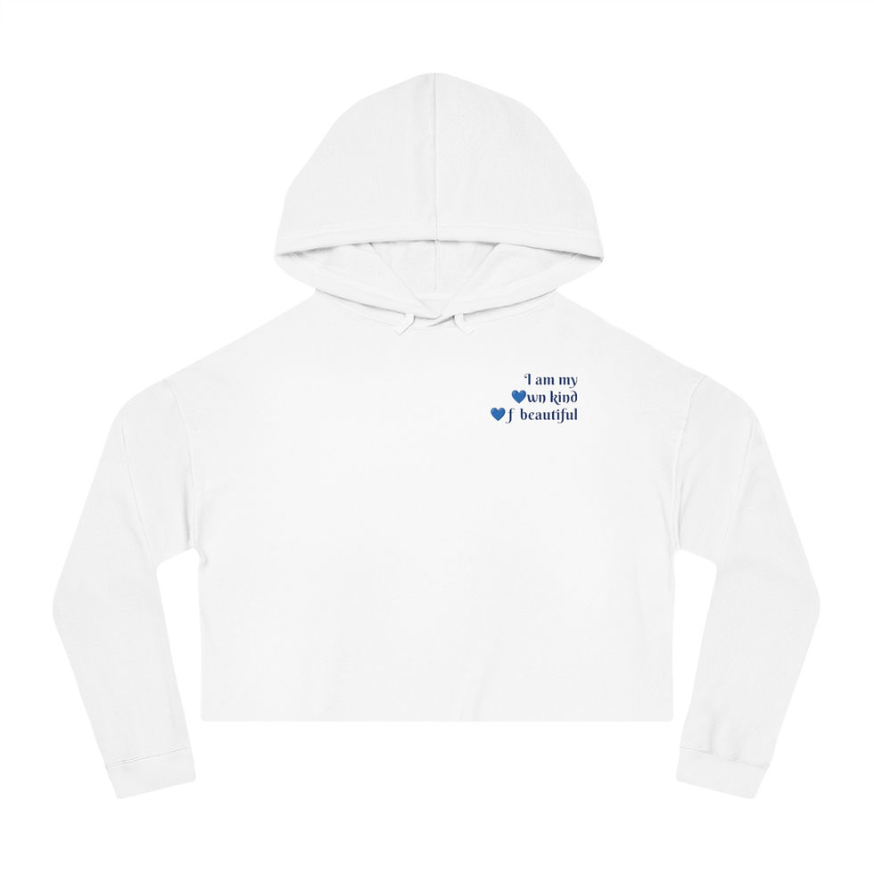 Thumbnail: I Am My Own Kind of Beautiful-Wh-Peacock Faery Women’s Cropped Hooded Sweatshirt