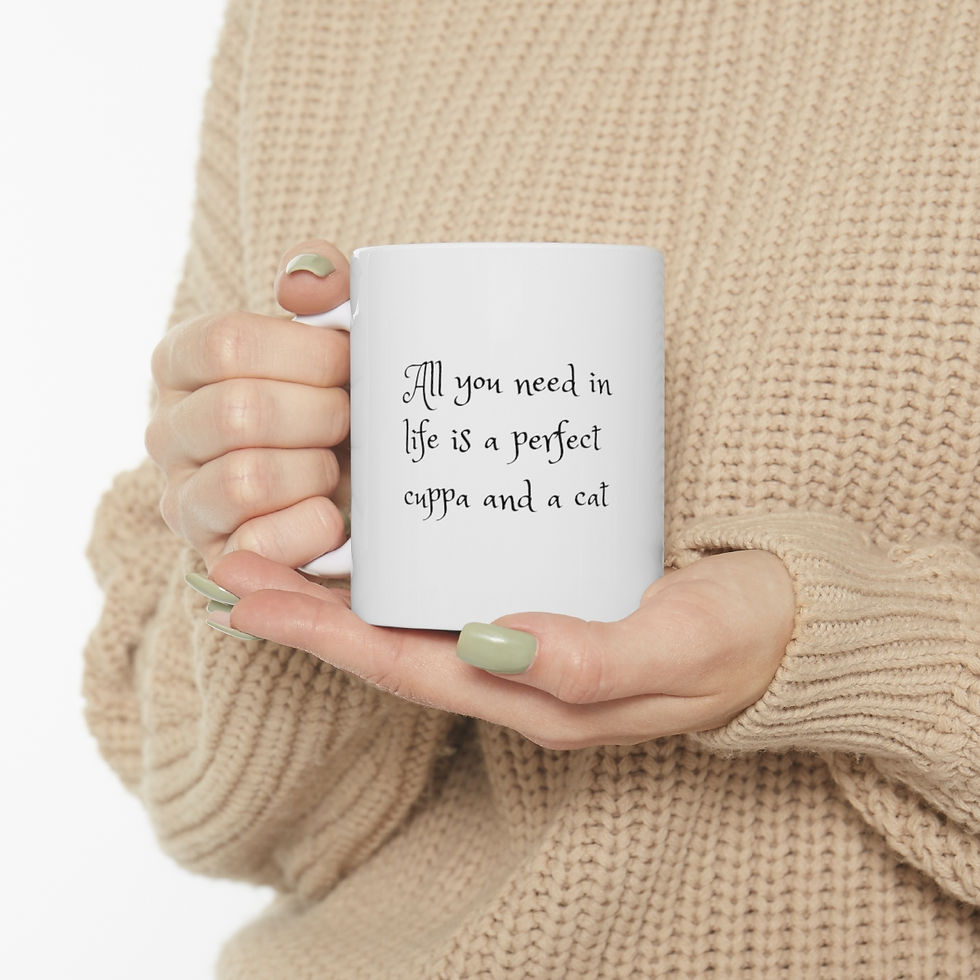Thumbnail: Calico Cat Fae w-bw-kitty-coffee-perfect day Ceramic Mug 11oz