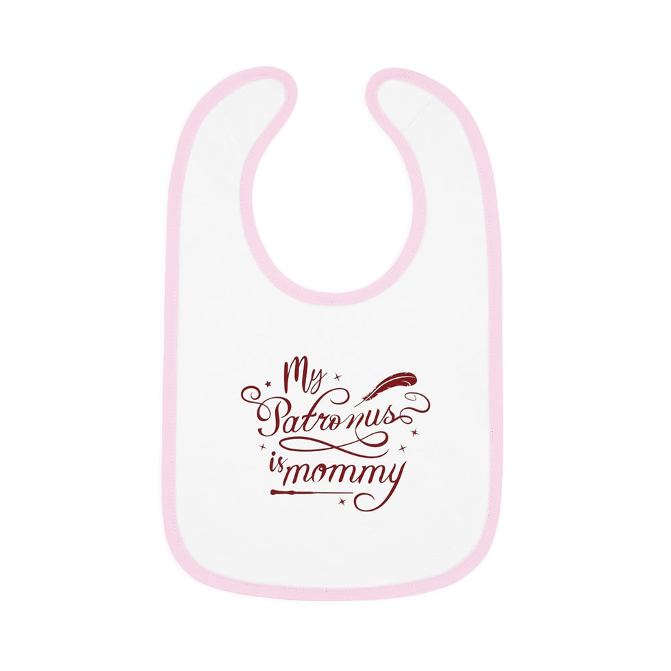Thumbnail: My Patronus is Mommy -Funny HP Quote- Baby Contrast Trim Jersey Bib