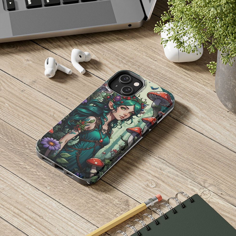 Thumbnail: Teal Haired Fly Agaric Mushroom Fae -Teal Shirt- Tough Phone Cases