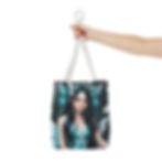 Thumbnail: Teal Monarch Faery- Wings and Tiny White Flowers in Hair -Tote bag