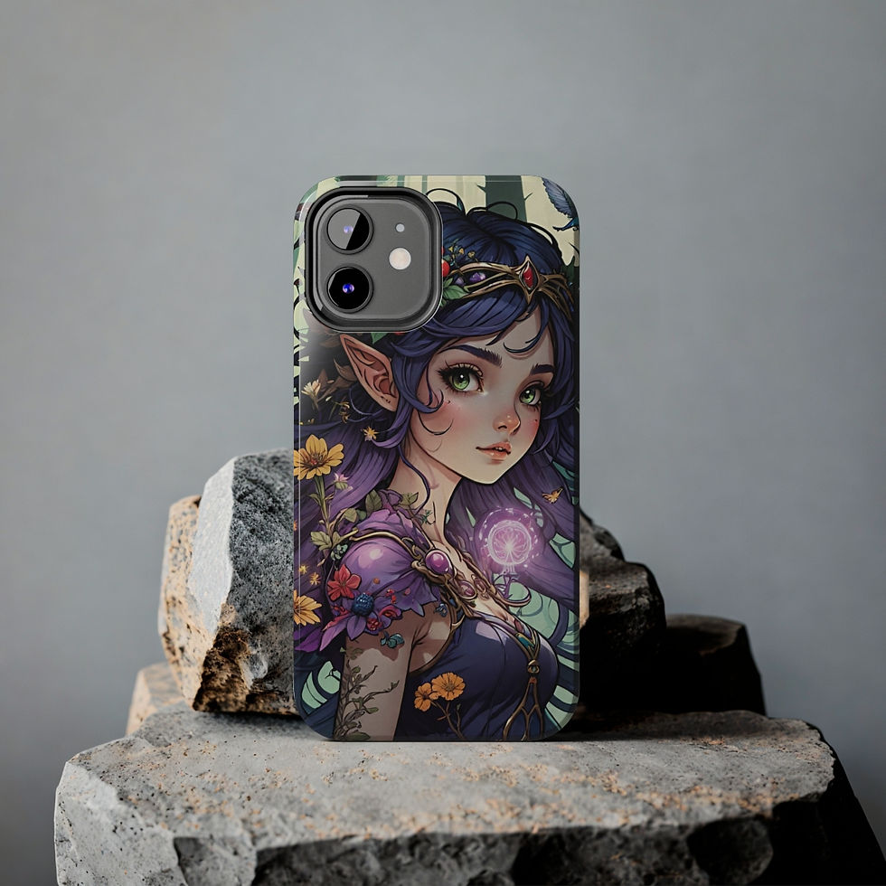 Thumbnail: Purple Haired Forest Fae with Flowers Tough Phone Cases