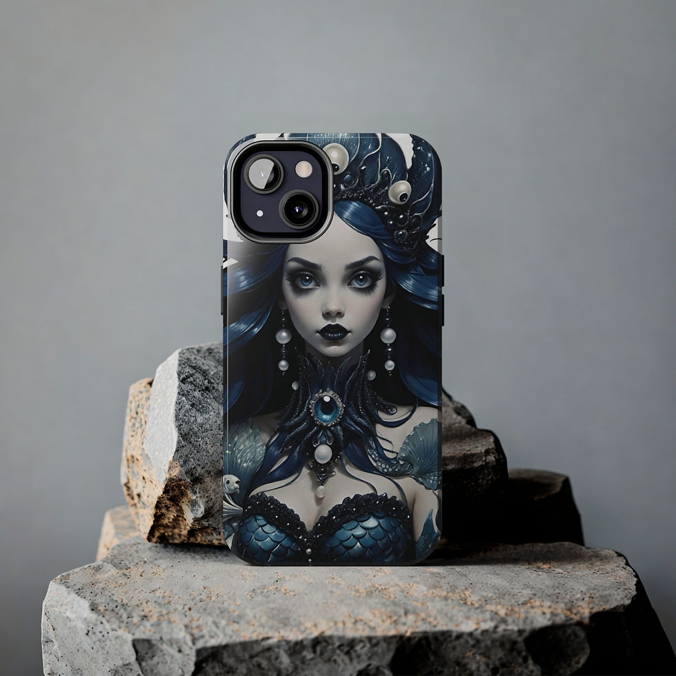 Thumbnail: Blue Siren Mermaid-White Pearl n Gem Choker Collar Skin Tough Phone Cases