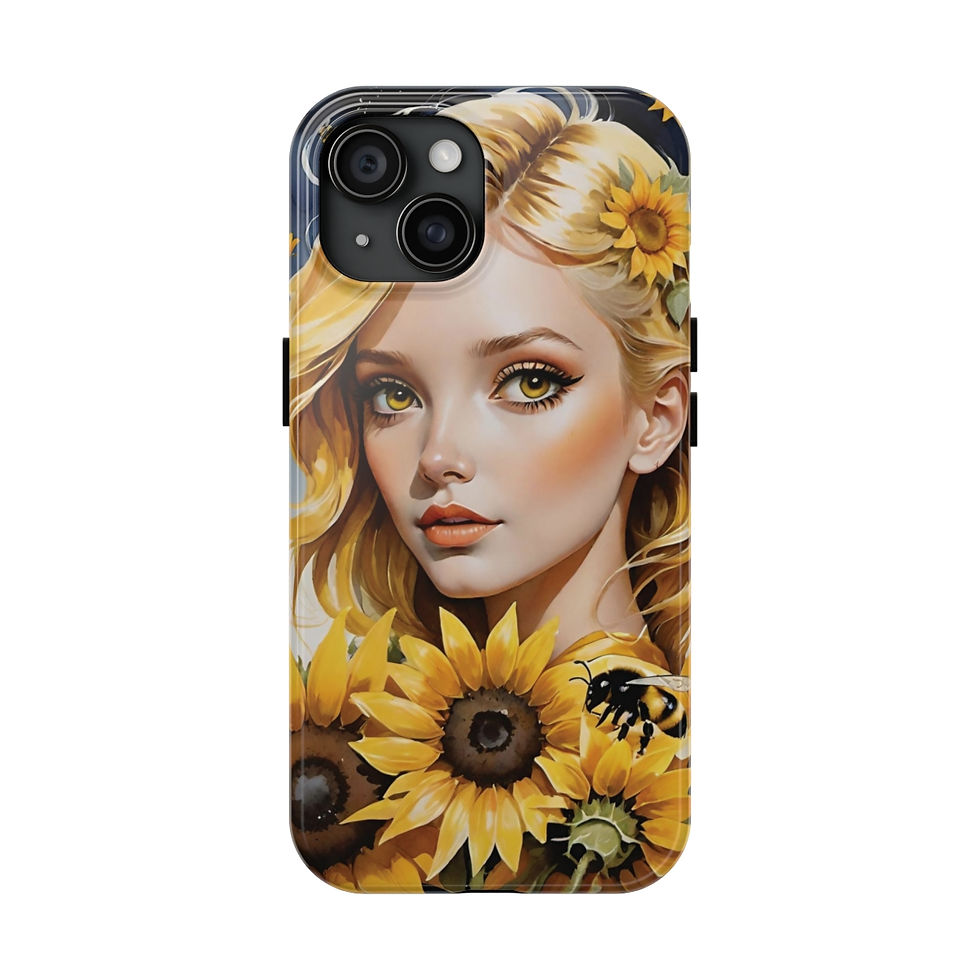 Thumbnail: Sunflower Fae- Sunflower Field-Flowers Surrounding w a Bumble Tough Phone Cases