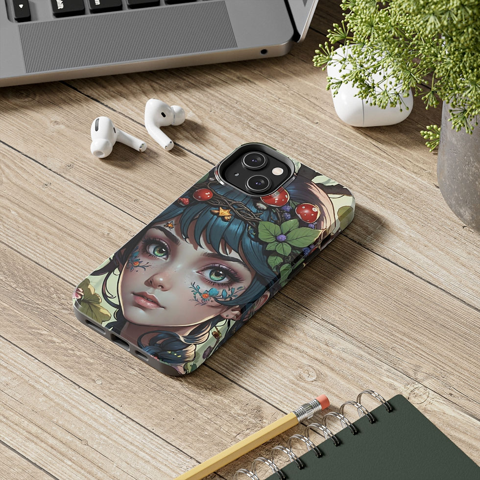 Thumbnail: Teal Haired Fly Agaric Mushroom Fae - Face Make-Up Tough Phone Cases
