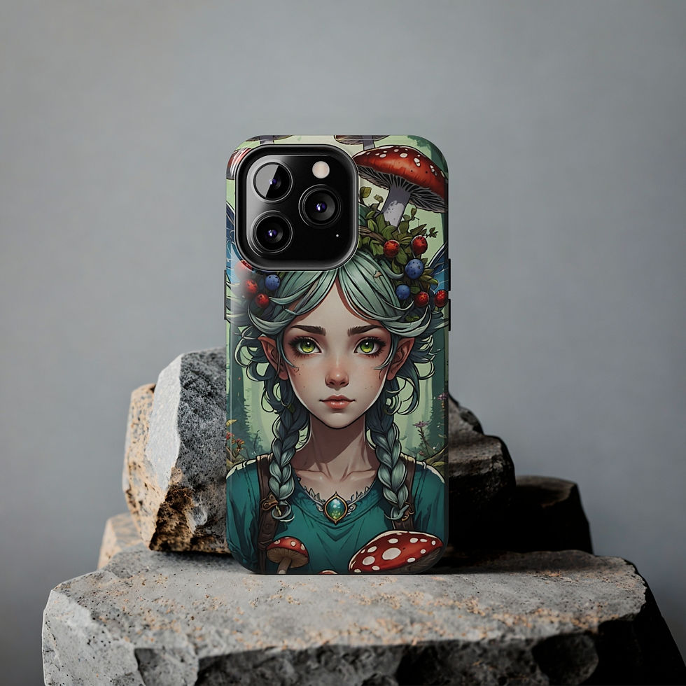 Thumbnail: White Haired Fly Agaric Mushroom Fae Long Braids -Close-up Tough Phone Cases