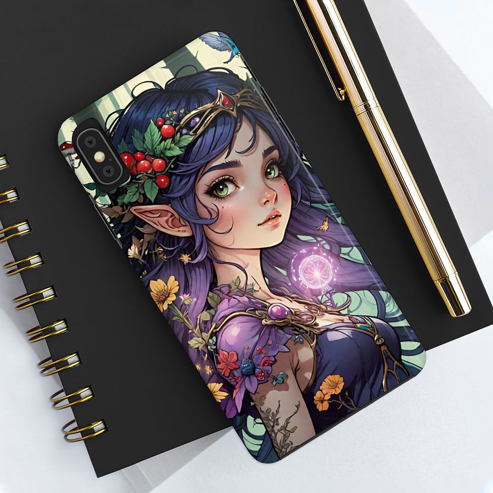 Thumbnail: Purple Haired Forest Fae with Flowers Tough Phone Cases