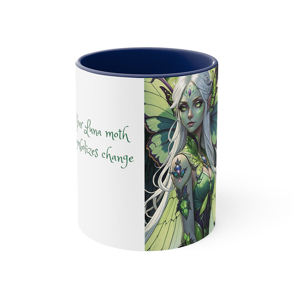 Luna Moth Faery-Your Luna Moth Symbolizes Change- Accent Coffee Mug, 11oz