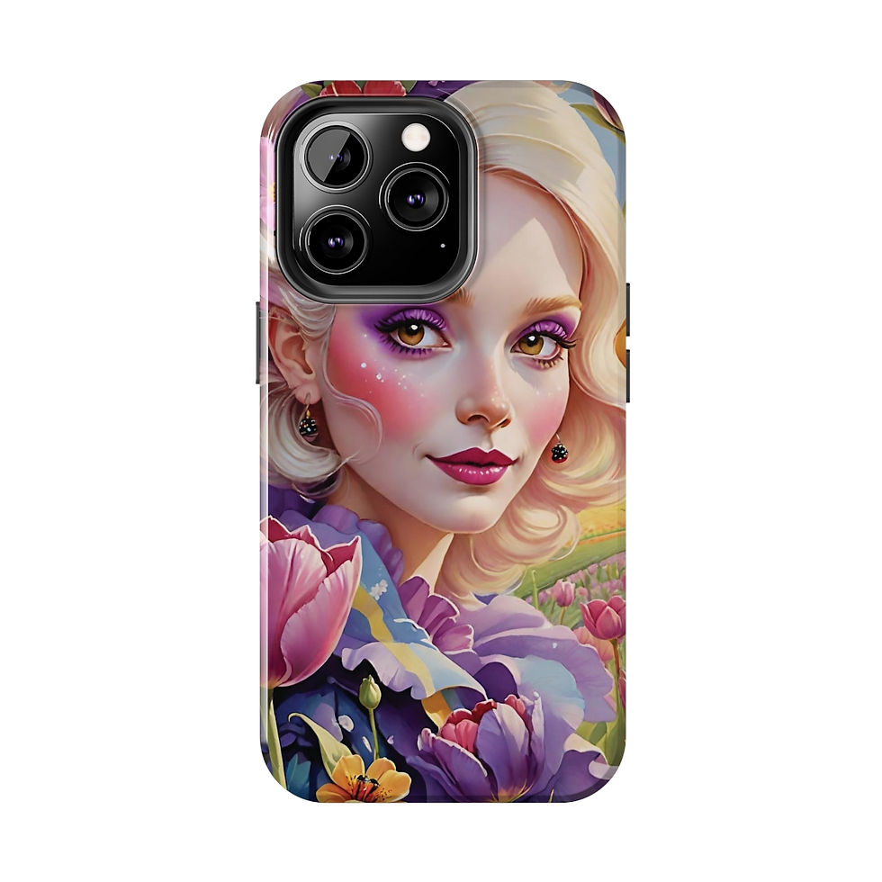 Thumbnail: Tulip Fae-Blonde Hair-Tulip Field-Sparkly Face Ladybug Earring Tough Phone Cases