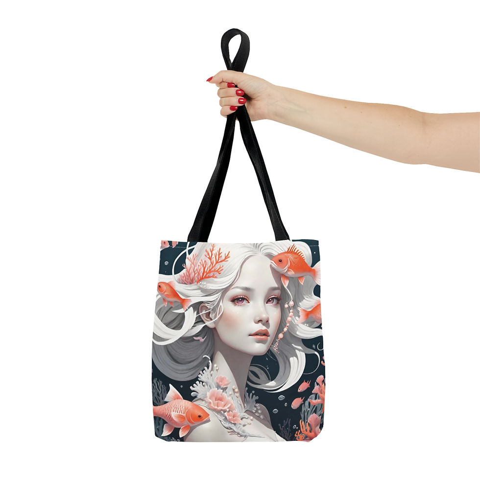 Thumbnail: Albino Mermaid Among Several Coral Fish Pearls -Tote bag