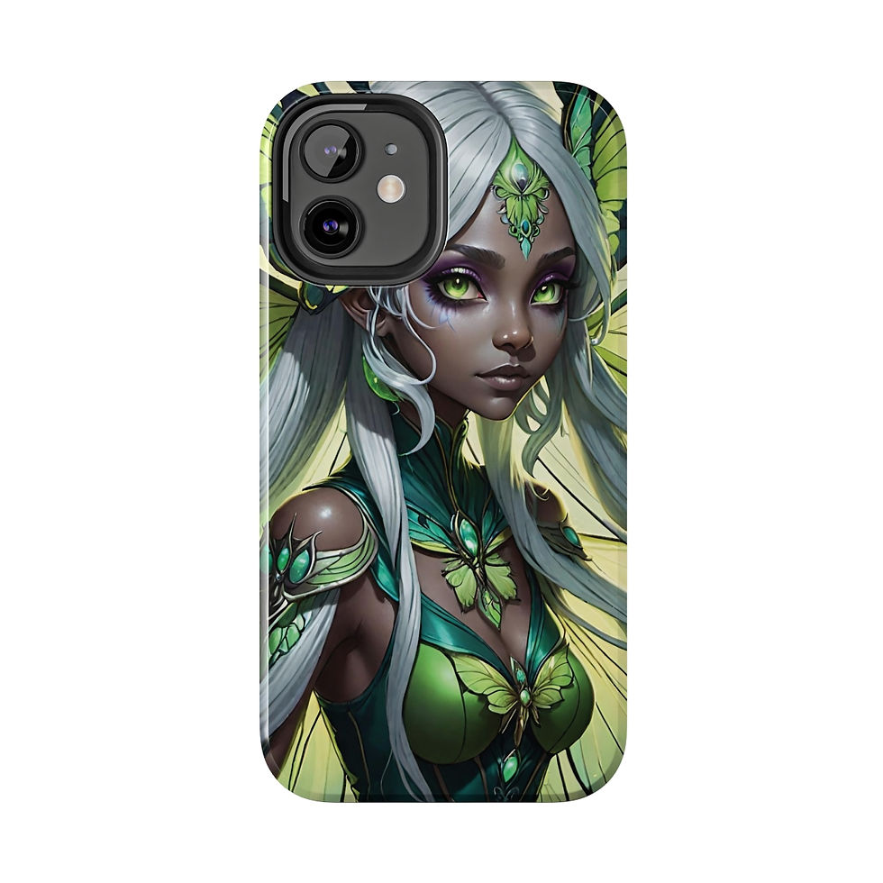 Thumbnail: Luna Moth Faery Two-toned Green Corset Green Crystals Closeup-Tough Phone Cases