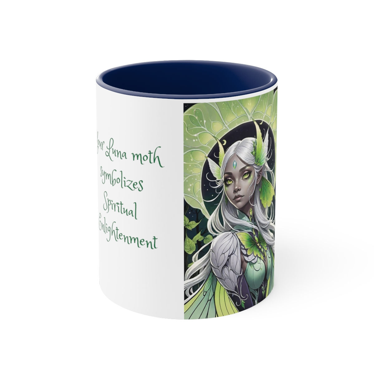 Luna Moth Faery- Symbolizes Spiritual Enlightenment- Accent Coffee Mug, 11oz