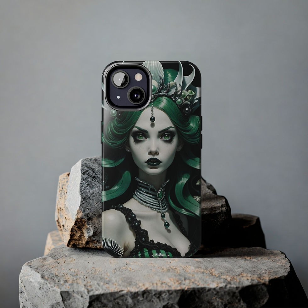 Thumbnail: Green Siren Mermaid-Octo-ish Green Pearl Choker w Shells-Skin Tough Phone Cases