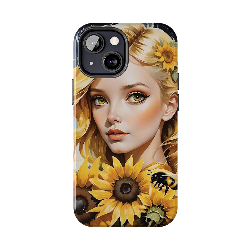 Thumbnail: Sunflower Fae- Sunflower Field-Flowers Surrounding w a Bumble Tough Phone Cases