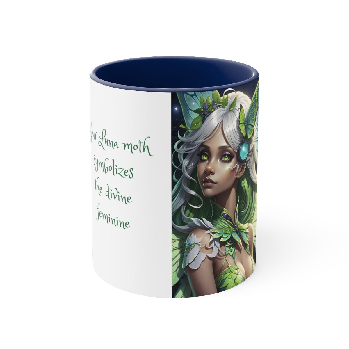 Luna Moth Faery- Symbolizes The Divine Feminine- Accent Coffee Mug, 11oz