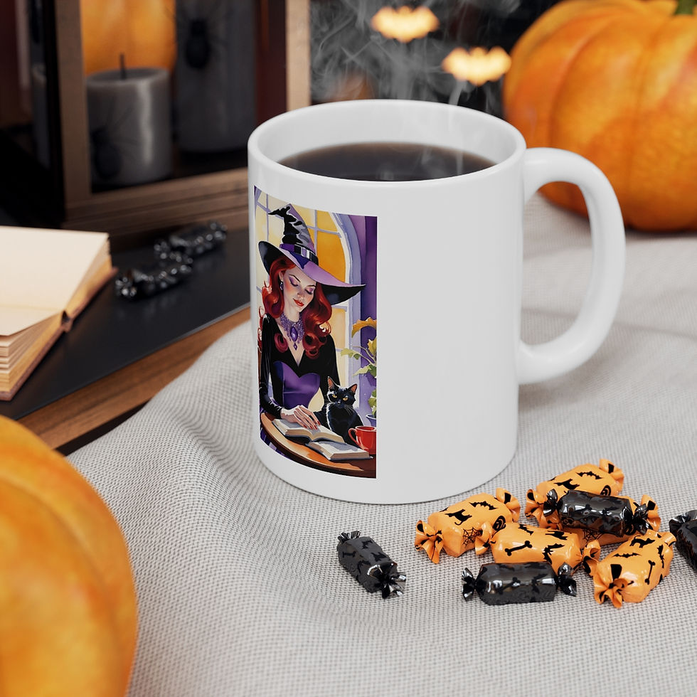 Thumbnail: Witchy Coffee-Crystal Necklace Blk Cat RedCup Success Person Ceramic Mug 11oz