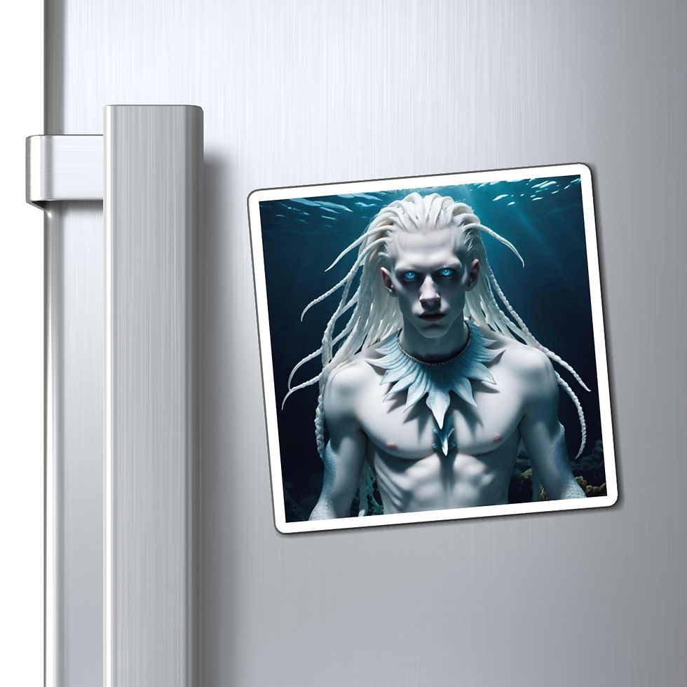 Thumbnail: Albino Mermain-White Scales and Dreadlocks-Fishbone Chocker-Magnets