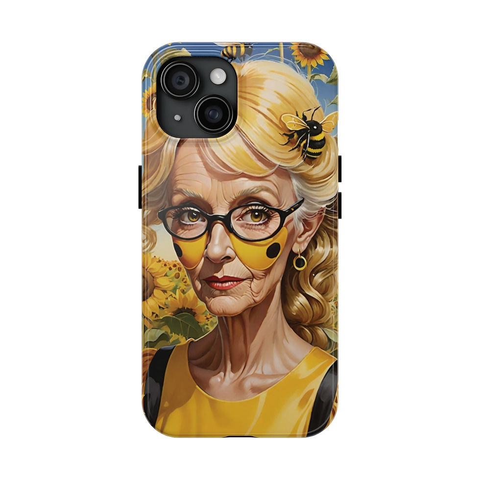 Thumbnail: Granny Sunflower Fae- Sunflower Field-Glasses w Bumble in hair Tough Phone Cases