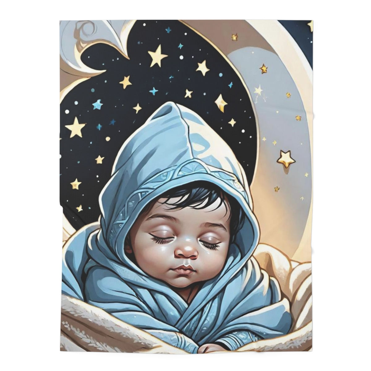 Celestial Dreamtime-Fae Baby-Blue Blankie-Moon Starry Night-Baby Swaddle Blanket
