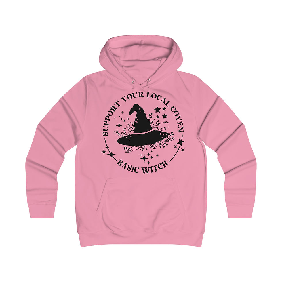 Thumbnail: Support Your Local Coven-Basic Witch-Witchy Quotes-Girlie College Hoodie