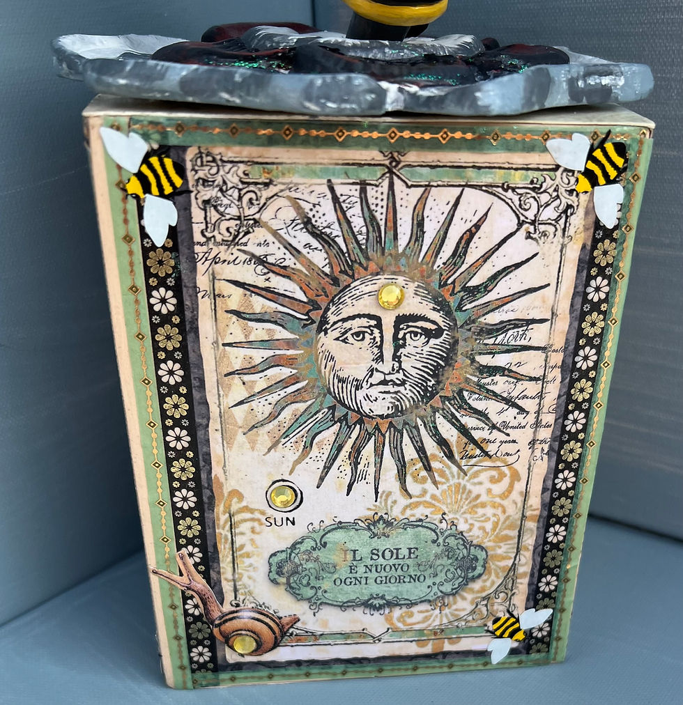 Thumbnail: Queen Bee Puppet Wand and Upcycled Pine Art box Wand stand